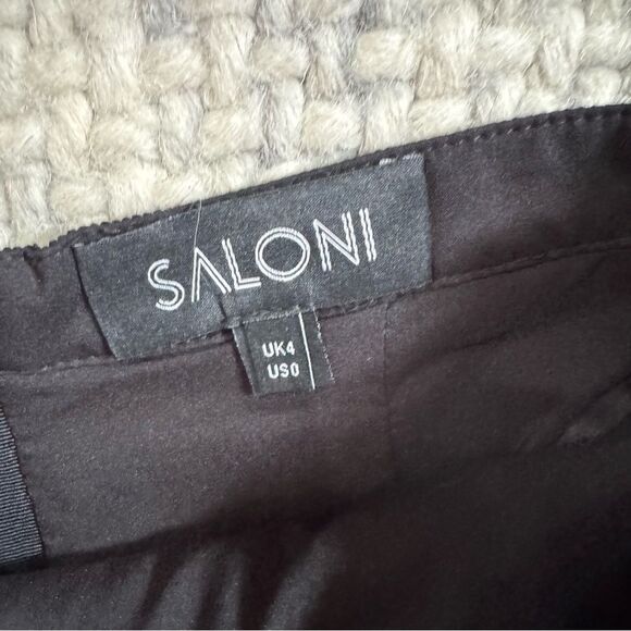 SALONI Black Jemi Top Aidan Embroidered Flower Midi Skirt Set 0 - Picture 6 of 7